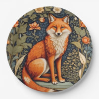 Beautiful Sitting Red Fox William Morris Inspired 