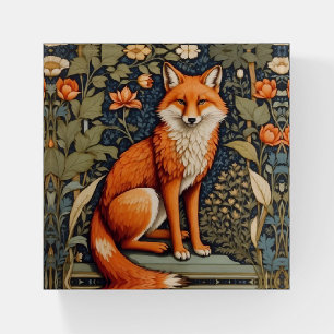 Beautiful Sitting Red Fox William Morris Inspired Paperweight