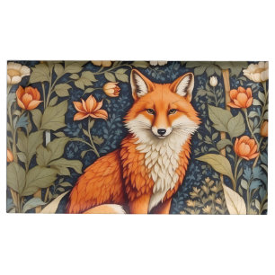 Beautiful Sitting Red Fox William Morris Inspired  Place Card Holder