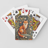 Beautiful Sitting Red Fox William Morris Inspired  Playing Cards