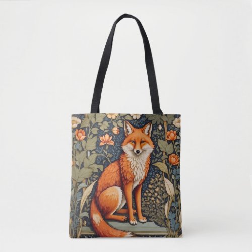 Beautiful Sitting Red Fox William Morris Inspired  Tote Bag
