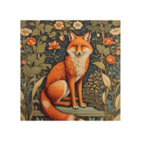 Beautiful Sitting Red Fox William Morris Inspired 