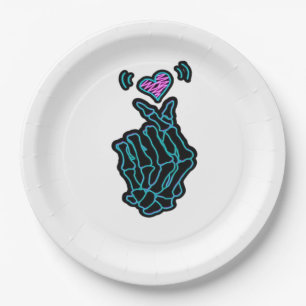 Beautiful Skeleton Hands With A Heart Signal For H Paper Plates