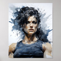 Beautiful Sketch Portrait Of Female Bodybuilder