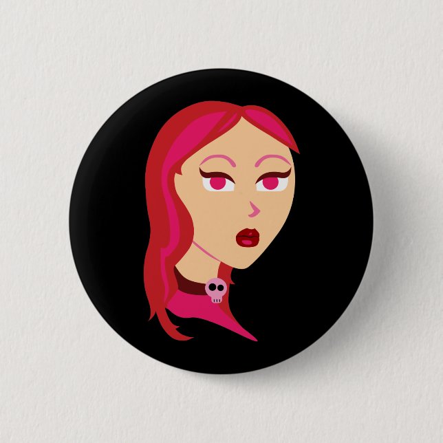 Beautiful Skull Girl Pinback Button (Front)