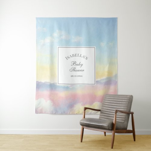 Beautiful Sky and Clouds Cloud Nine Baby Shower  Tapestry