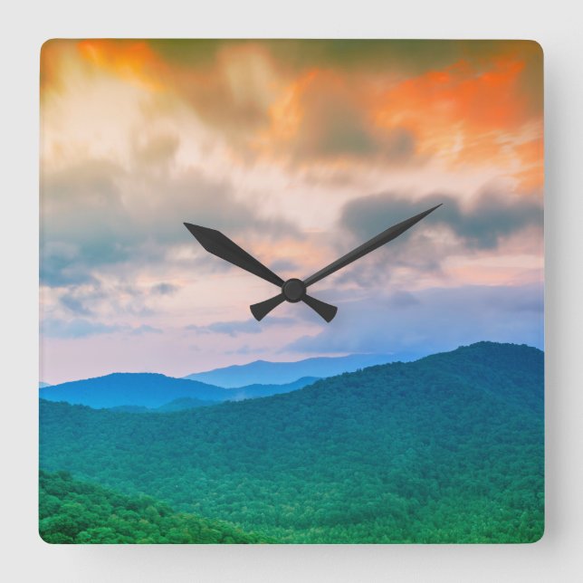 Beautiful sky,red clouds square wall clock (Front)