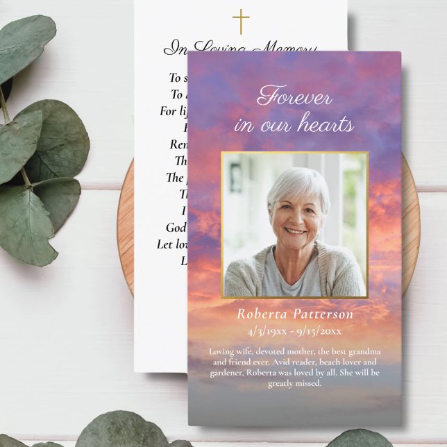 Beautiful Sky Sunset Funeral Memorial Prayer Card (Creator Uploaded)
