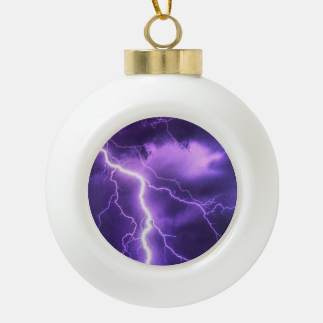 beautiful sky, thunder ceramic ball christmas ornament (Front)