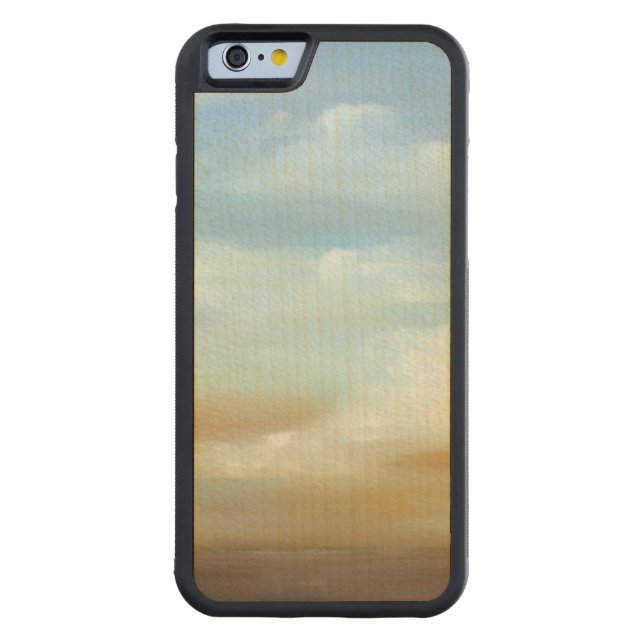 Beautiful Skyscape with Fluffy Clouds Carved Wood iPhone Case (Back)