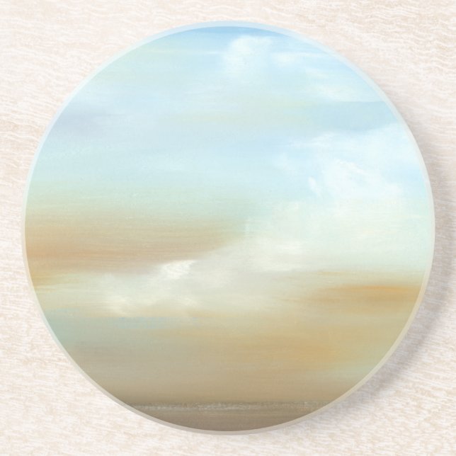 Beautiful Skyscape with Fluffy Clouds Sandstone Coaster (Front)