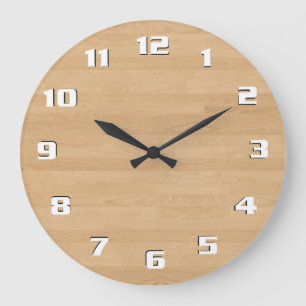 Beautiful Sleek Clean Modern Light wood Texture Large Clock
