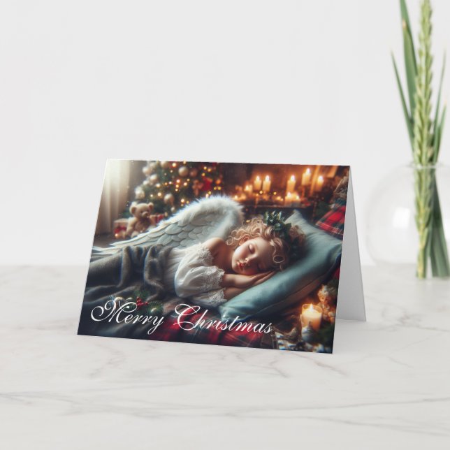Beautiful Sleeping Angel Holiday Card (Front)