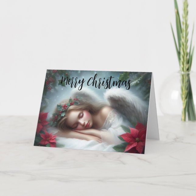 Beautiful Sleeping Angel Holiday Card (Front)