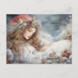 Beautiful Sleeping Christmas Angel Holiday Postcard