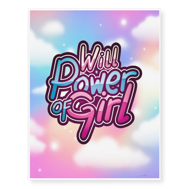 Beautiful slogan "Will power of girl" Throw Pillow Temporary Tattoos (Front)