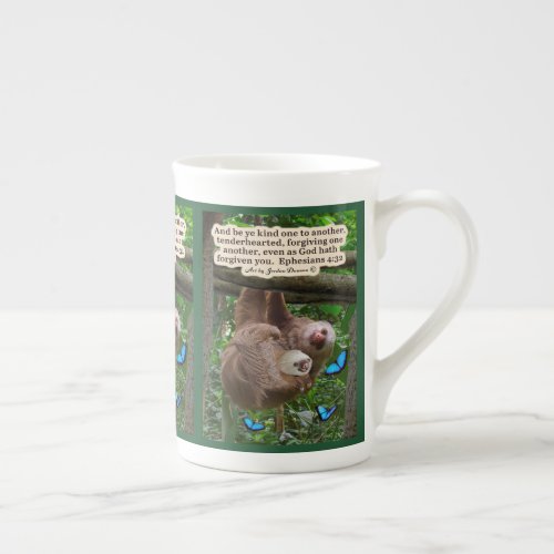 Beautiful Sloth Scripture Ephesians 432 Bone China Mug