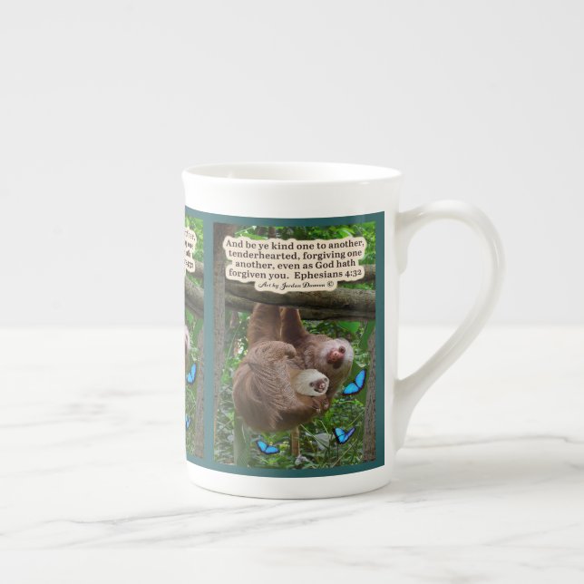 Beautiful Sloth Scripture: Ephesians 4:32 Bone China Mug (Right)
