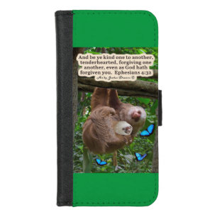 Beautiful Sloth Scripture: Ephesians 4:32 iPhone 8/7 Wallet Case