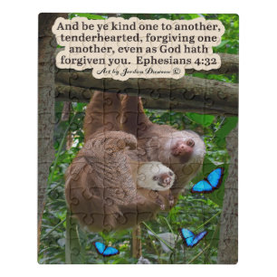 Beautiful Sloth Scripture: Ephesians 4:32  Jigsaw Puzzle