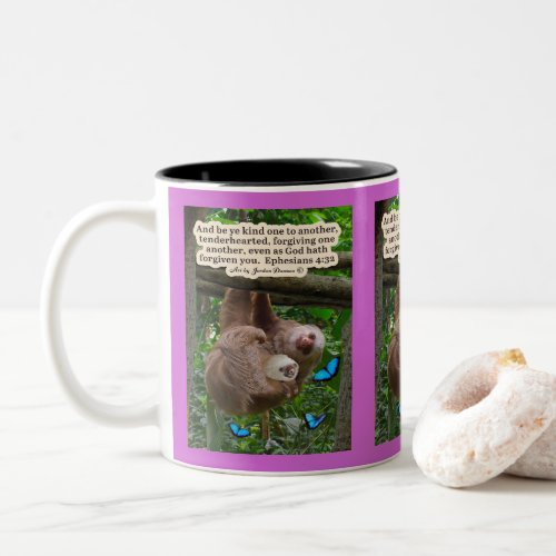 Beautiful Sloth Scripture Ephesians 432 Two_Tone Coffee Mug