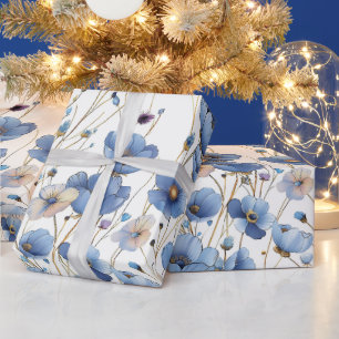 Beautiful small blue wildflower wrapping paper