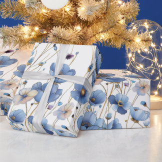 Beautiful small blue wildflower wrapping paper
