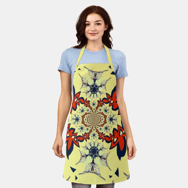 Beautiful Smart Colorful Floral Pattern Design Art Apron (Worn)