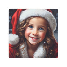 Beautiful Smiling Girl Santa Claus Scandinavian