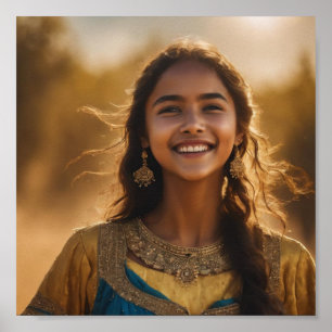 beautiful smiling girl wall poster