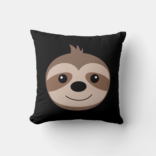 Beautiful smiling sloth throw pillow (Front)