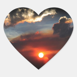 beautiful smokey sunset photo heart sticker