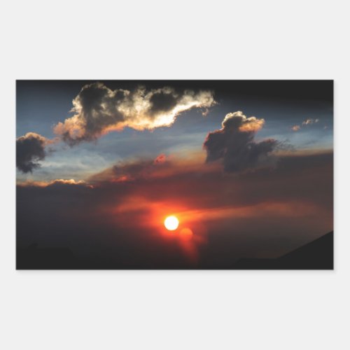 beautiful smokey sunset photo rectangular sticker