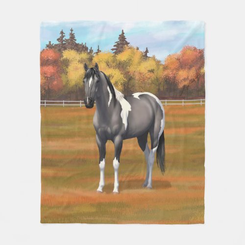 Beautiful Smoky Gray Grulla Paint Horse Fleece Blanket