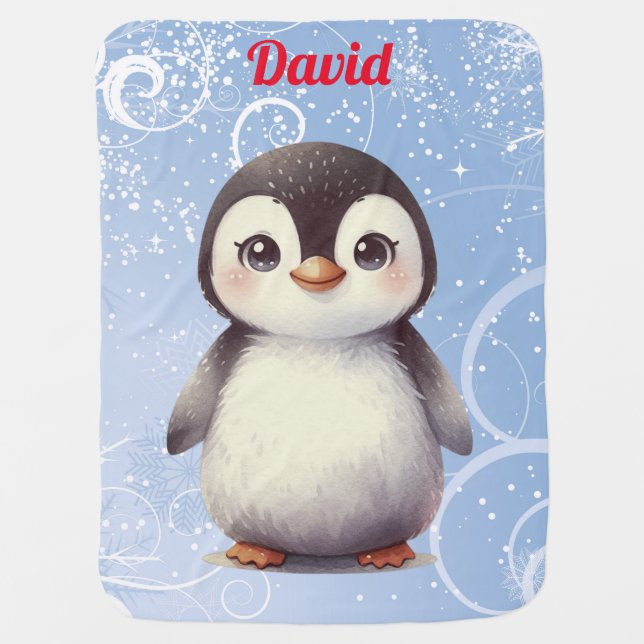 Beautiful snow baby penguin blanket (Front)