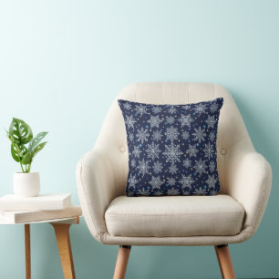 beautiful snow crystal pattern throw pillow