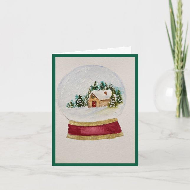 Beautiful Snow Globe Holiday Card (Front)