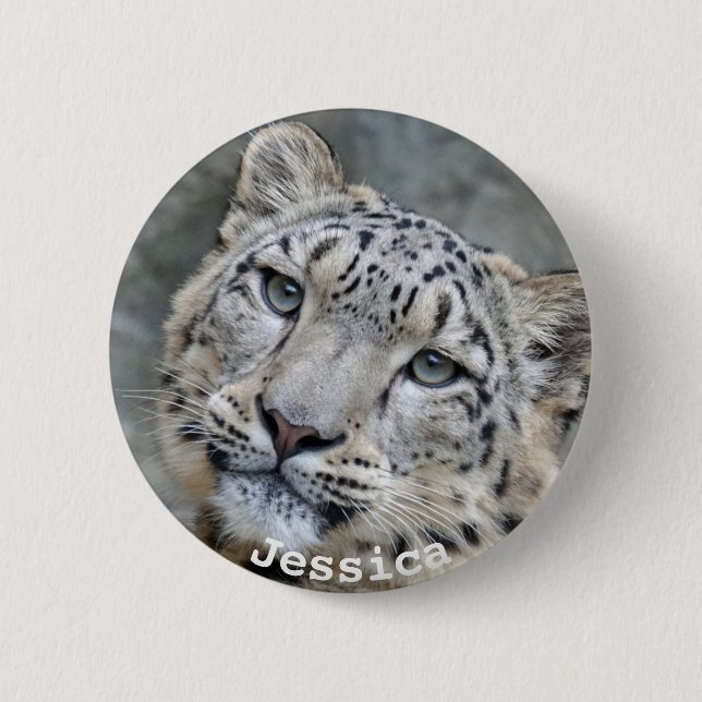 Beautiful Snow Leopard Button (Front)
