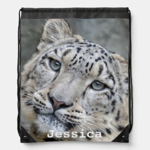 Beautiful Snow Leopard Drawstring Bag