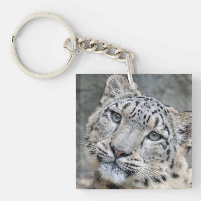 Beautiful Snow Leopard Keychain (Front)