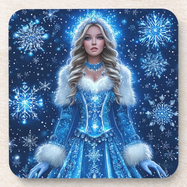 Beautiful Snow Maiden Beverage Coaster (Front)