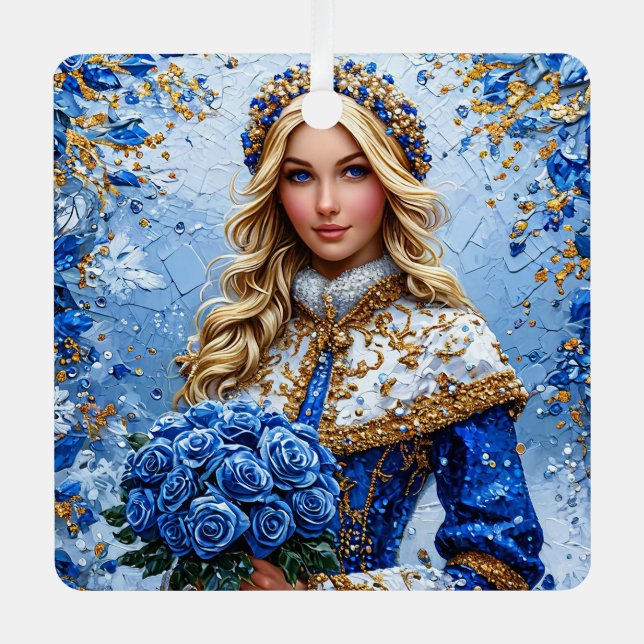 Beautiful Snow Maiden Metal Ornament (Front)