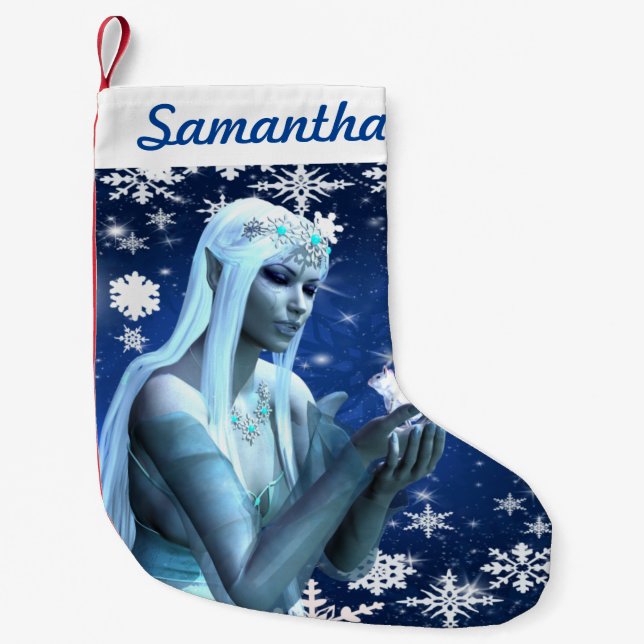 Beautiful Snow Queen Small Christmas Stocking (Front)