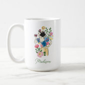 Beautiful Snow White Floral | Add Your Name Coffee Mug (Left)