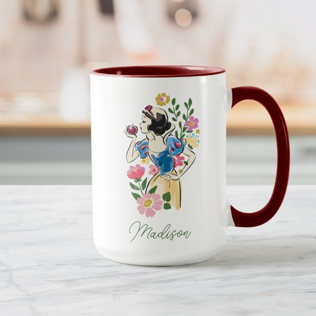 Beautiful Snow White Floral | Add Your Name Coffee Mug