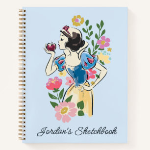 Beautiful Snow White Floral Add Your Name Sketch Notebook
