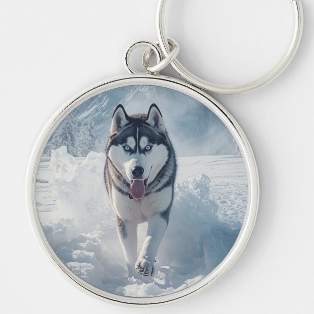 Beautiful Snow Wolf Keychain (Front)