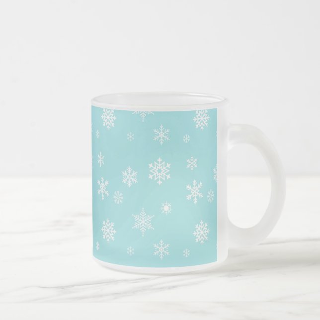 Beautiful Snowflake Pattern Frosted Glass Coffee Mug (Right)