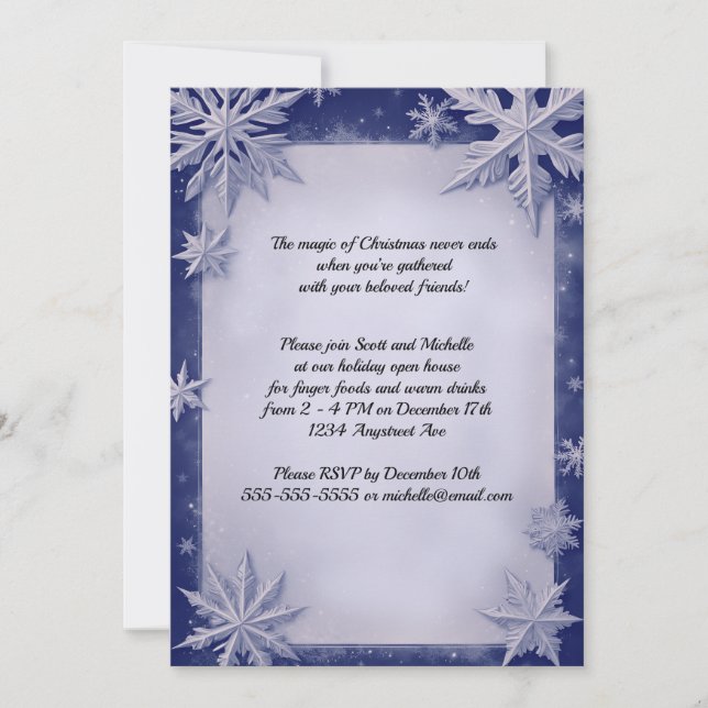 Beautiful Snowflakes Christmas Party Invitation (Front)