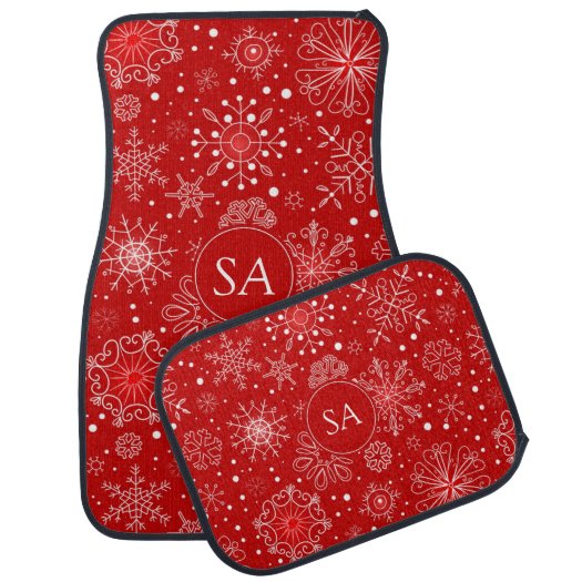 Beautiful Snowflakes on Red Background Christmas